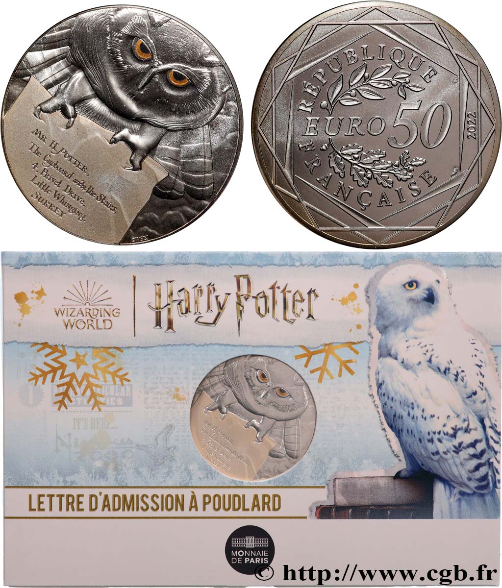 FRANCE 50 Euro HARRY POTTER - LETTRE D’ADMISSION 2022 Brilliant Uncirculated