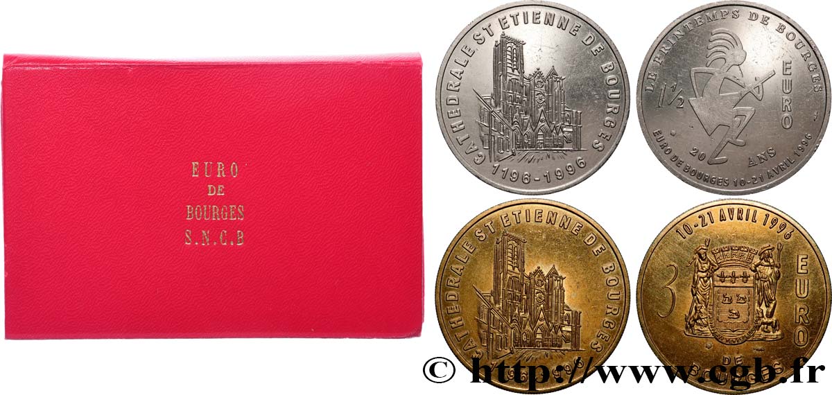 FRANCE Coffret 1 Euro 1/2 et 3 Euro du département de Bourges 1996 MS