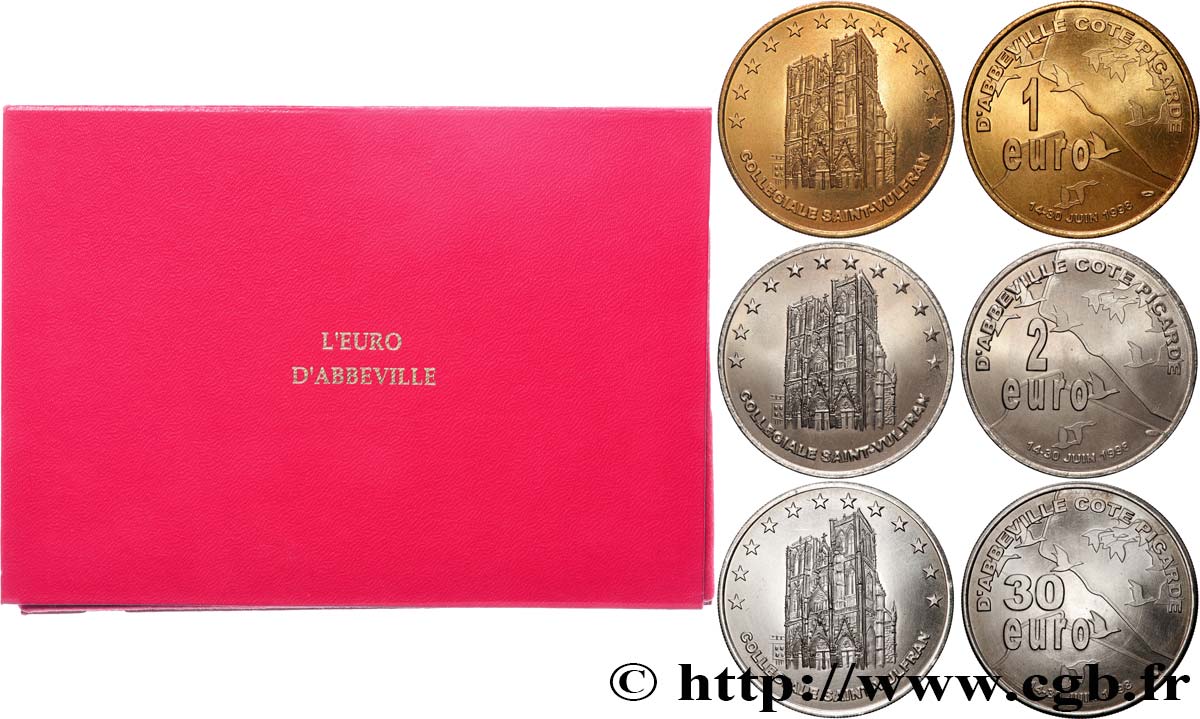 FRANCE Coffret 1, 2 et 20 Euro d’Abbeville 1998 SPL