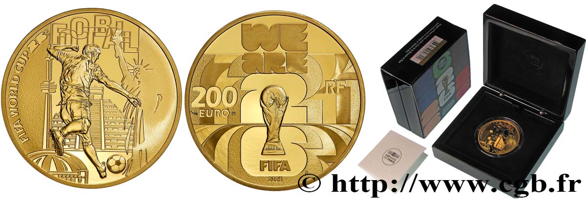 FRANCE BELLE EPREUVE 1 oz - 200 Euro FIFA 2026 2025 Proof set
