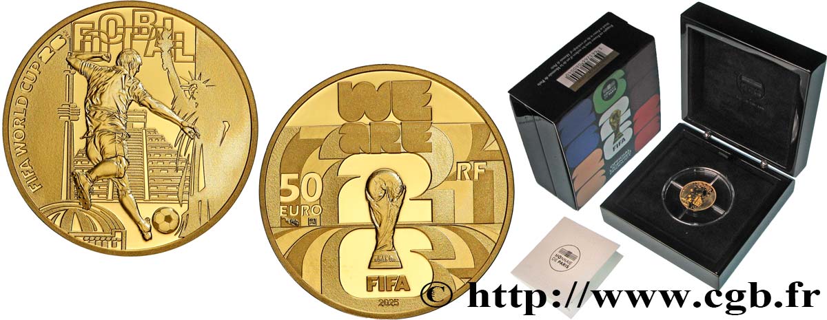 FRANCE BELLE EPREUVE 1/4 oz - 50 Euro FIFA 2026 2025 Proof set