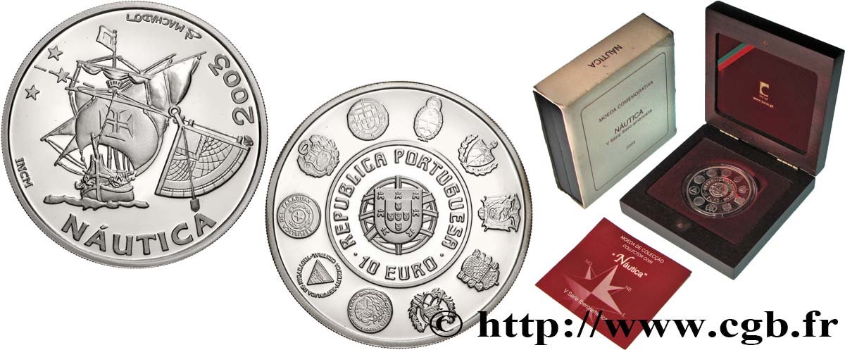 PORTUGAL Belle Épreuve 10 Euro NAUTICA-SÉRIE IBÉRO-AMÉRICAINE V 2003 BE