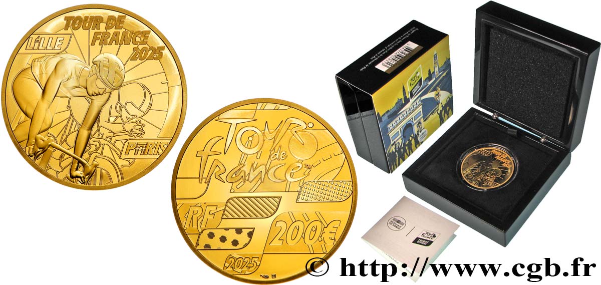 FRANCE BELLE EPREUVE 1 oz - 200 Euro TOUR DE FRANCE - DÉPART - ARRIVÉE 2025 BE