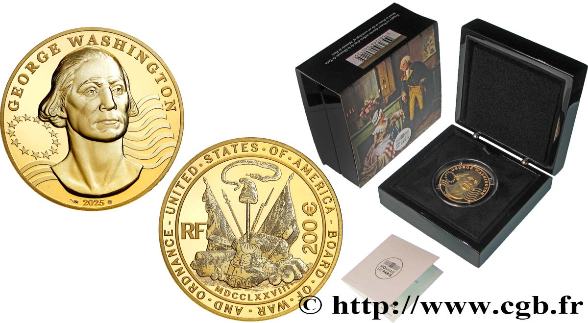 FRANCE BELLE EPREUVE 1 oz - 200 Euro GEORGE WASHINGTON 2025 BE