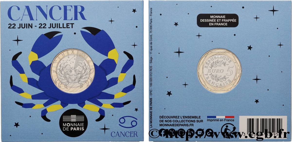 FRANCE Blister 5 Euro ASTROLOGIE - CANCER 2025 FDC