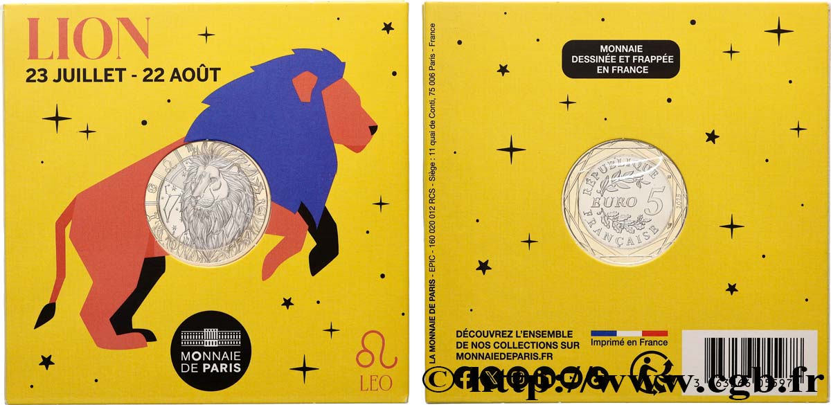 FRANCE Blister 5 Euro ASTROLOGIE - LION 2025 FDC