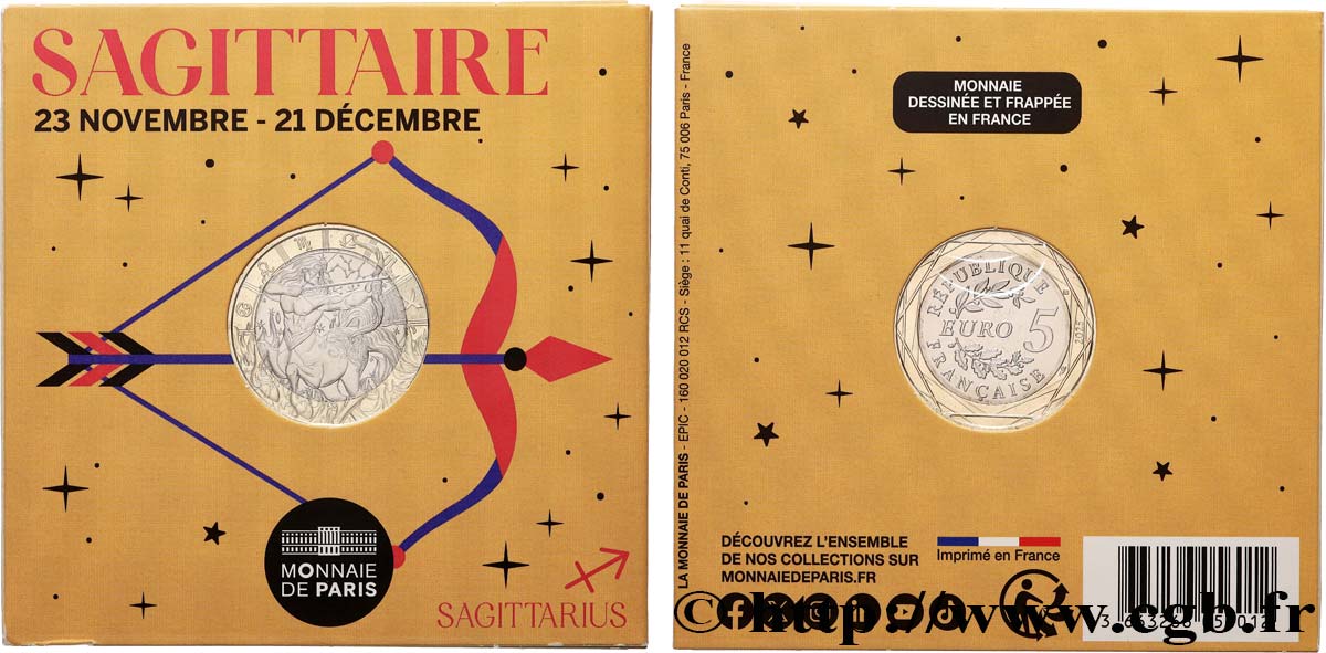 FRANCE Blister 5 Euro ASTROLOGIE - SAGITTAIRE 2025 FDC