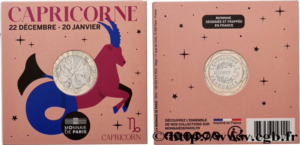 FRANCE Blister 5 Euro ASTROLOGIE - CAPRICORNE 2025 FDC