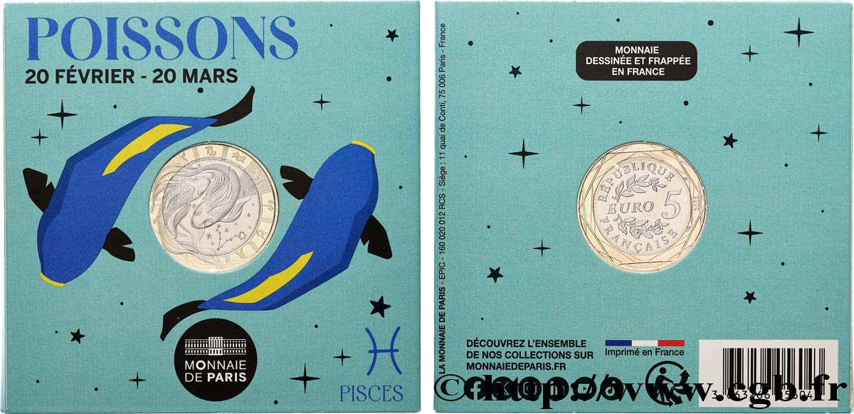 FRANCE Blister 5 Euro ASTROLOGIE - POISSONS 2025 FDC