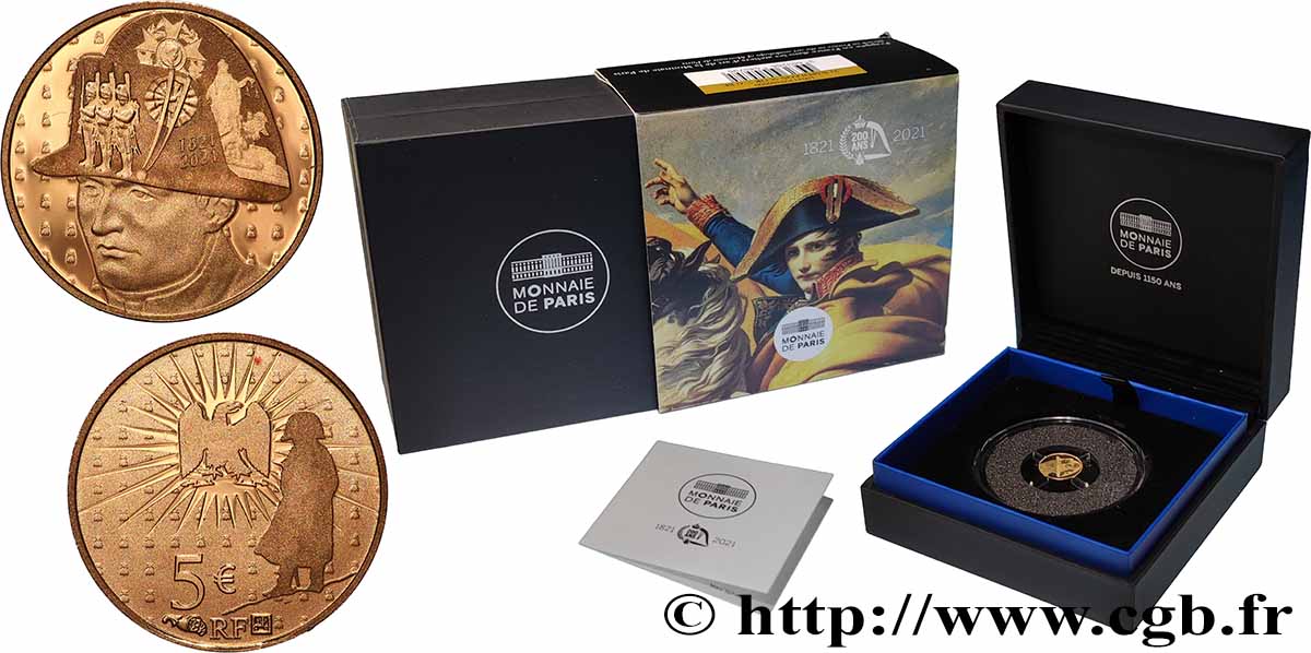 FRANCE BELLE EPREUVE 5 Euro (or) BICENTENAIRE DE LA DISPARITION DE NAPOLÉON 2021 Proof set