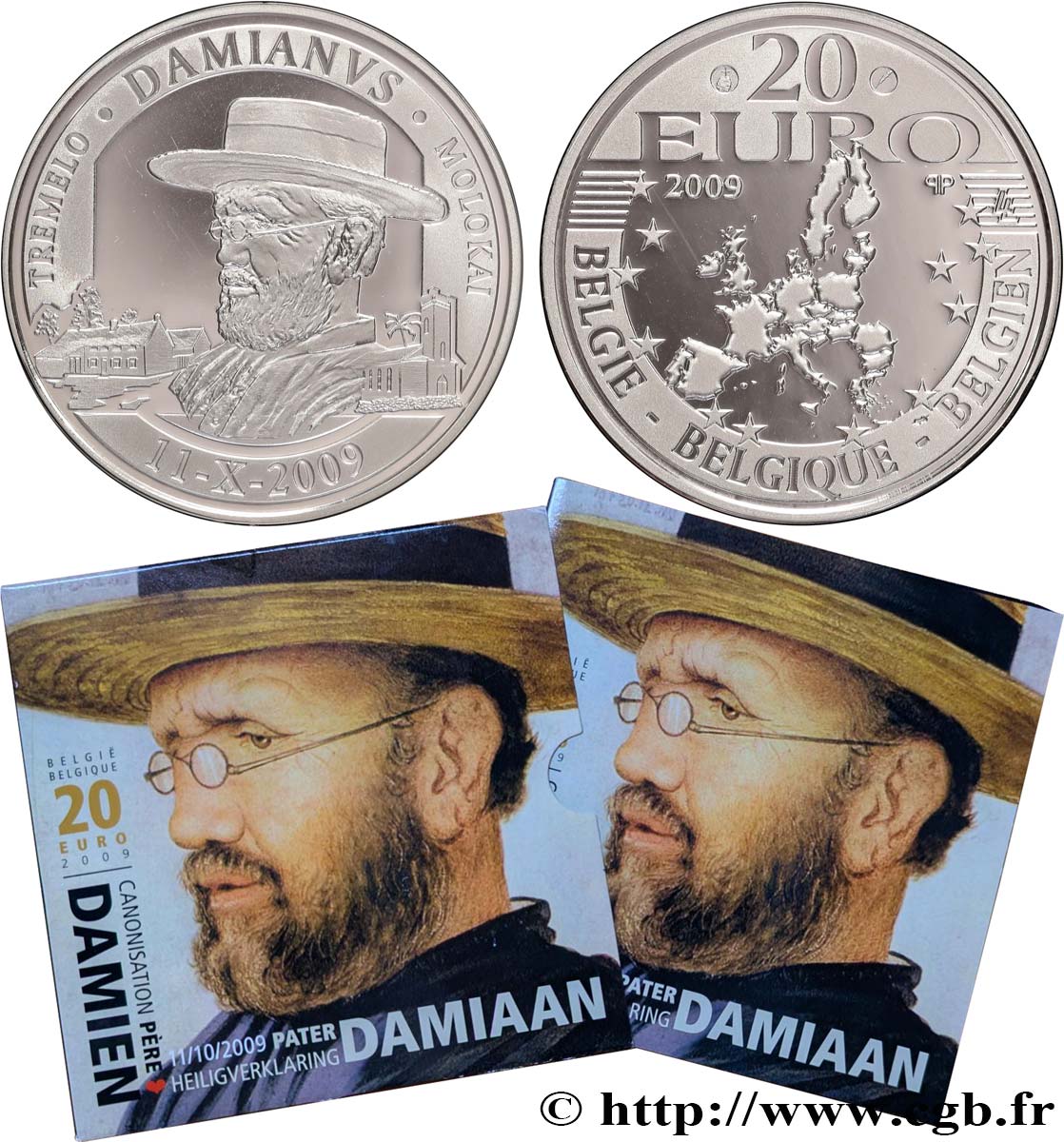 BELGIQUE Belle épreuve 20 Euro - CANONISATION PÈRE DAMIEN 2009 BE