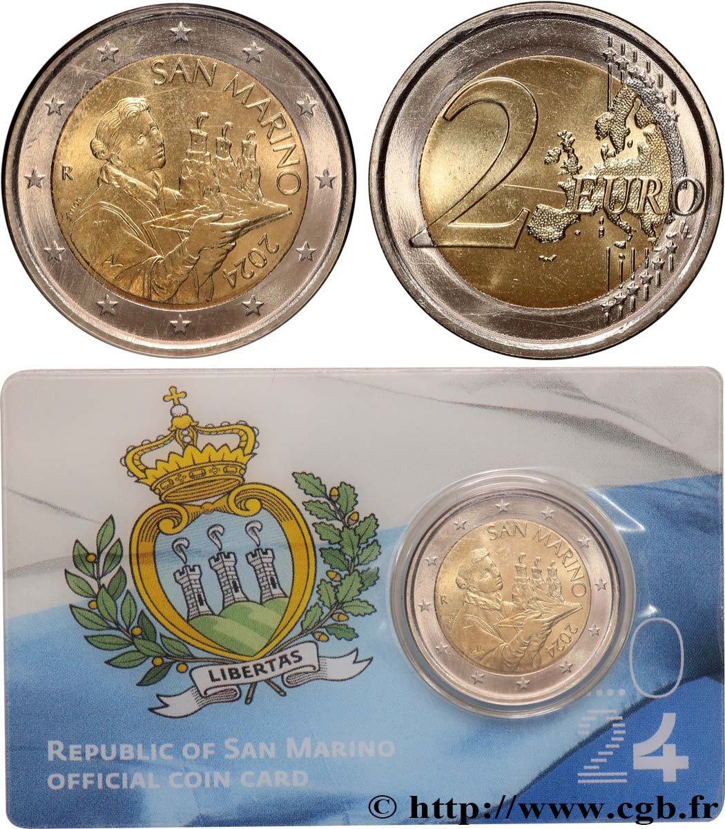 SAN MARINO Coin-Card 2 Euro LES TROIS TOURS 2024 MS