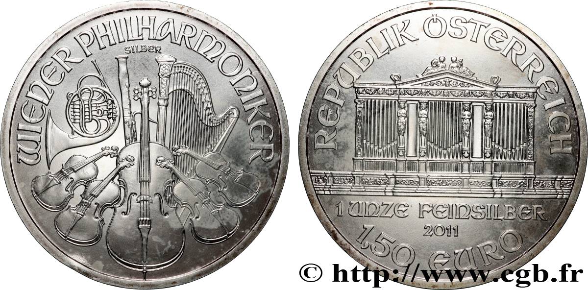 ARGENT D INVESTISSEMENT 1,50 Euro LE PHILARMONIQUE DE VIENNE 2011 SPL
