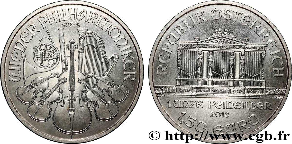 ARGENT D INVESTISSEMENT 1,50 Euro LE PHILARMONIQUE DE VIENNE 2013 SPL