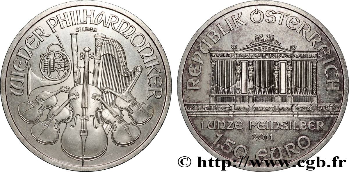 ARGENT D INVESTISSEMENT 1,50 Euro LE PHILARMONIQUE DE VIENNE 2011 SPL