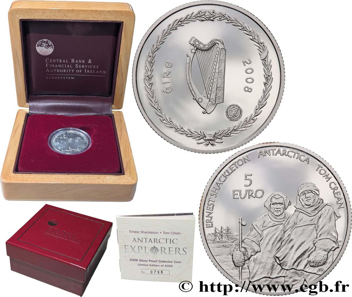 IRLANDE BELLE EPREUVE 5 Euro ANNÉE POLAIRE INTERNATIONALE 2008 BE