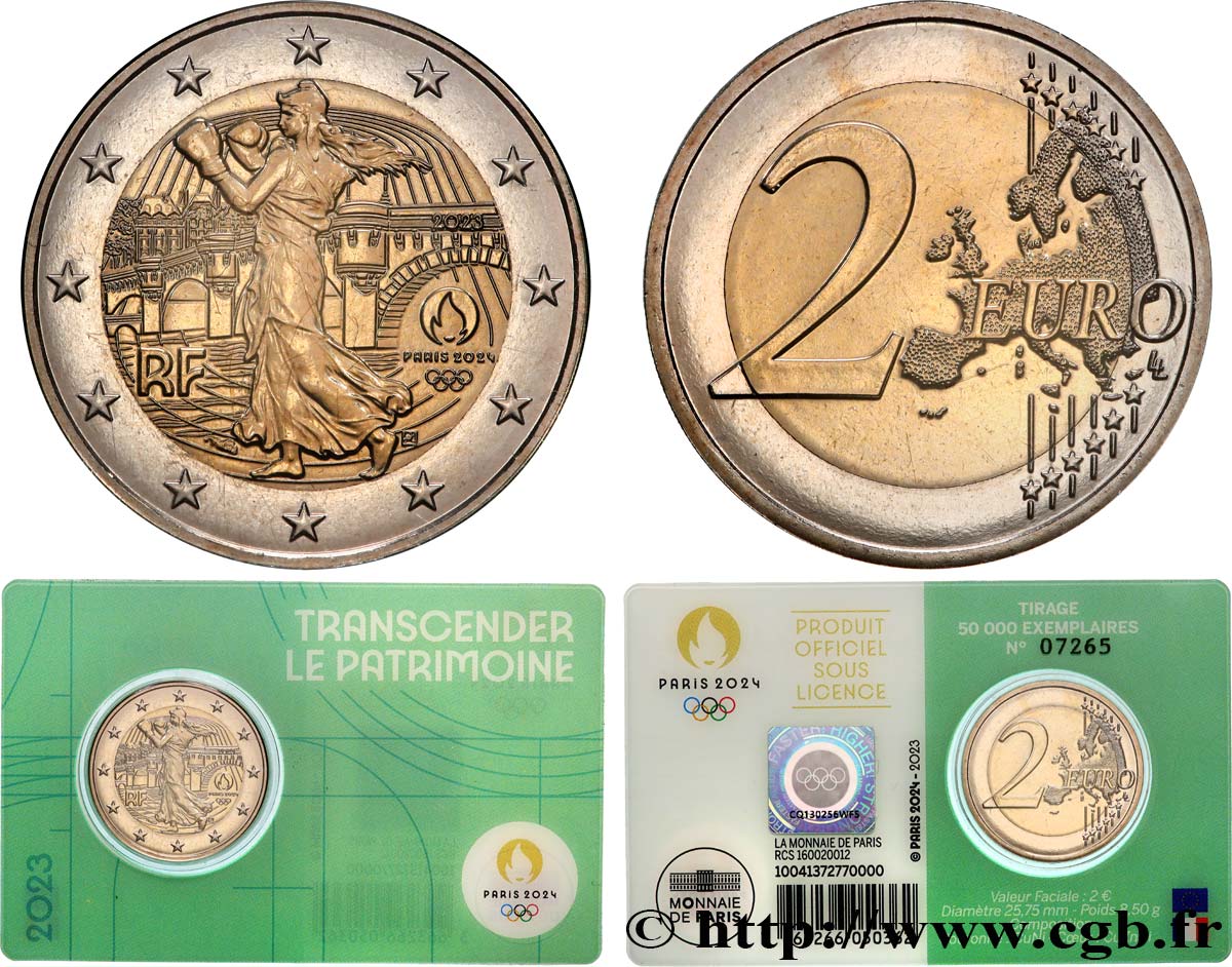 FRANKREICH Coin-Card 2 Euro JO PARIS 2024 - blister VERT 2023