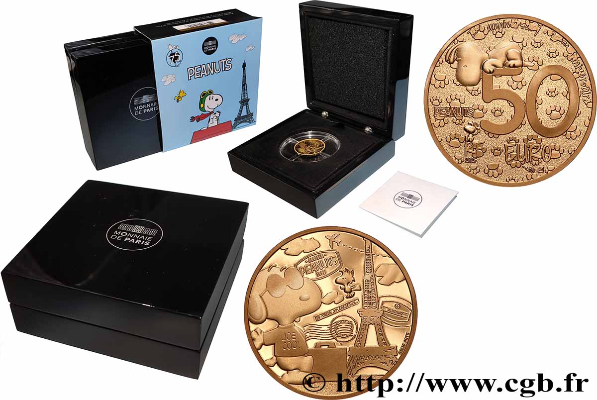 FRANCE BELLE EPREUVE 1/4 oz - 50 Euro 75 ANS DE SNOOPY 2025 Proof set