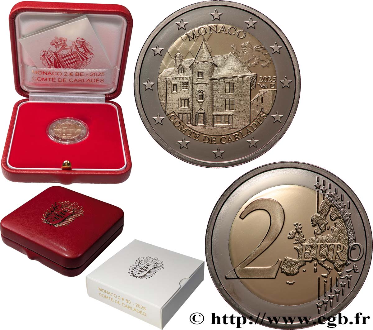 MONACO Belle Épreuve 2 Euro ANCIEN FIEF DU CARLADES 2025 Proof set