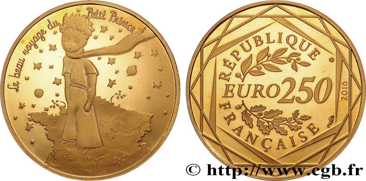 GOLD, PALLADIUM & PLATINUM INVESTMENT 250 Euro LE BEAU VOYAGE DU PETIT PRINCE 2016 Brilliant Uncirculated