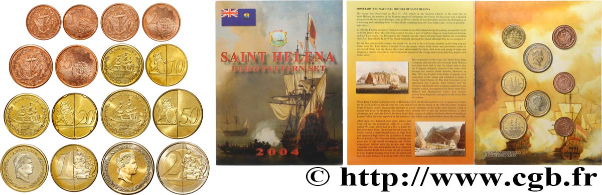 SAINTE HÉLÈNE Série 8 médailles, Essai Euros fantaisies 2004 SPL