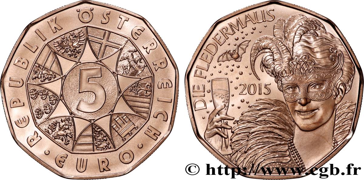 AUTRICHE 5 Euro, NOUVELLE ANNÉE 2015 SPL
