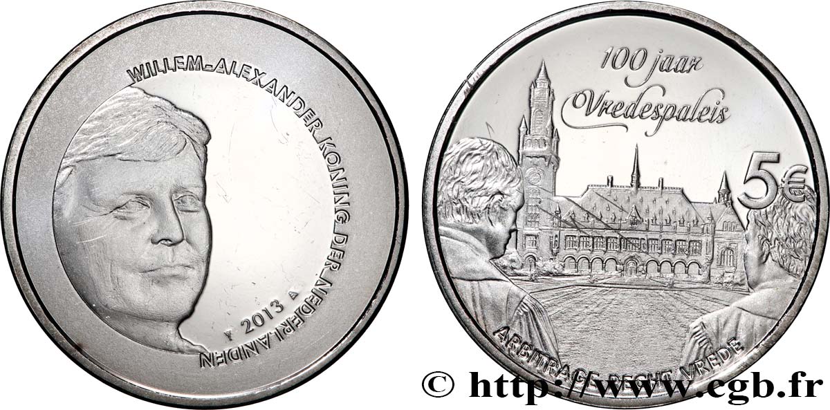 NETHERLANDS 5 Euro 100 ANS PALAIS DE LA PAIX 2013 MS