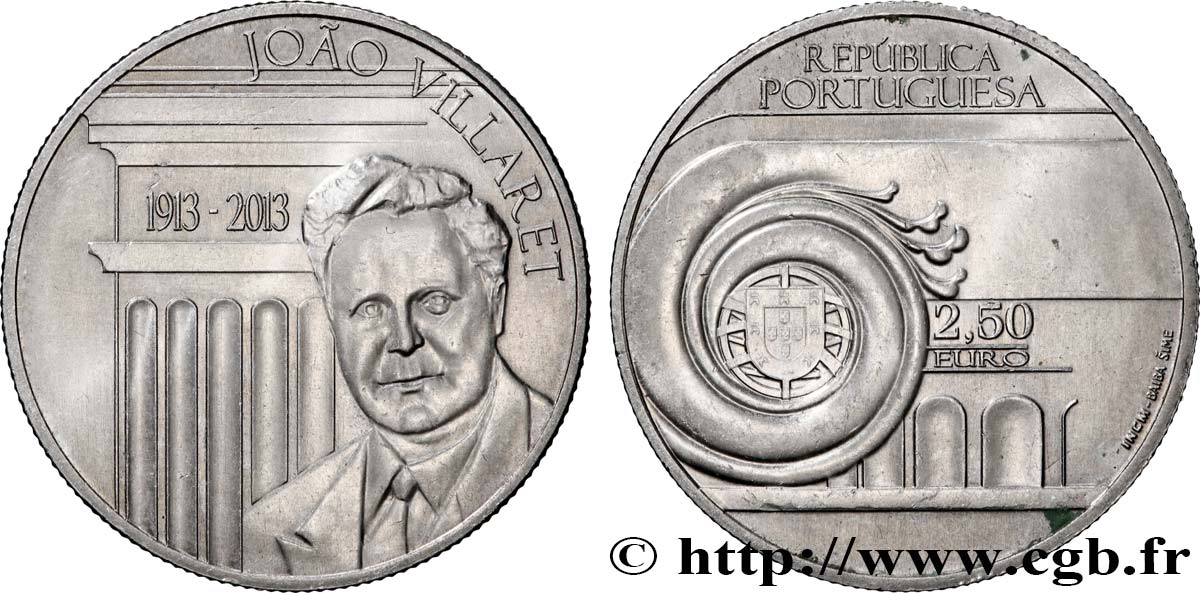 PORTUGAL 2 Euro 1/2 JOAO VILLARET 2013 SPL