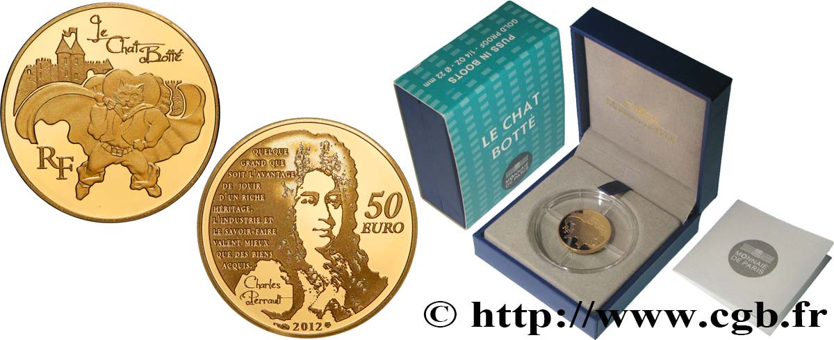 FRANCE Belle Épreuve 50 Euro LE CHAT BOTTÉ 2012 BE