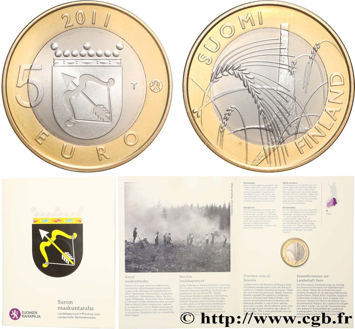 FINLAND BELLE EPREUVE 5 Euro SAVONIA 2011 Proof set