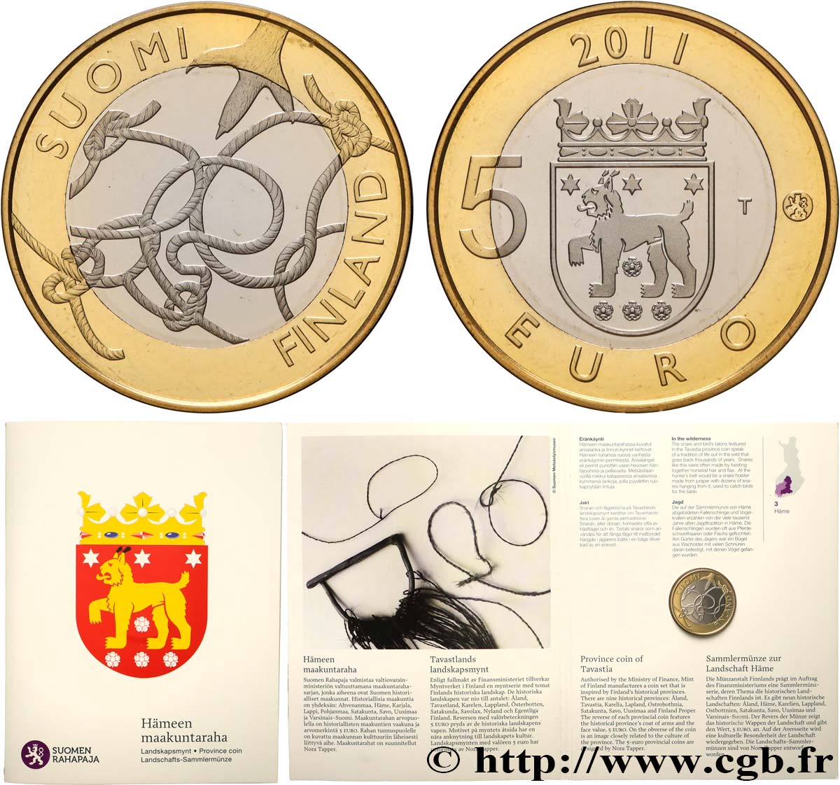 FINLANDE BELLE EPREUVE 5 Euro TAVASTIA 2011 BE