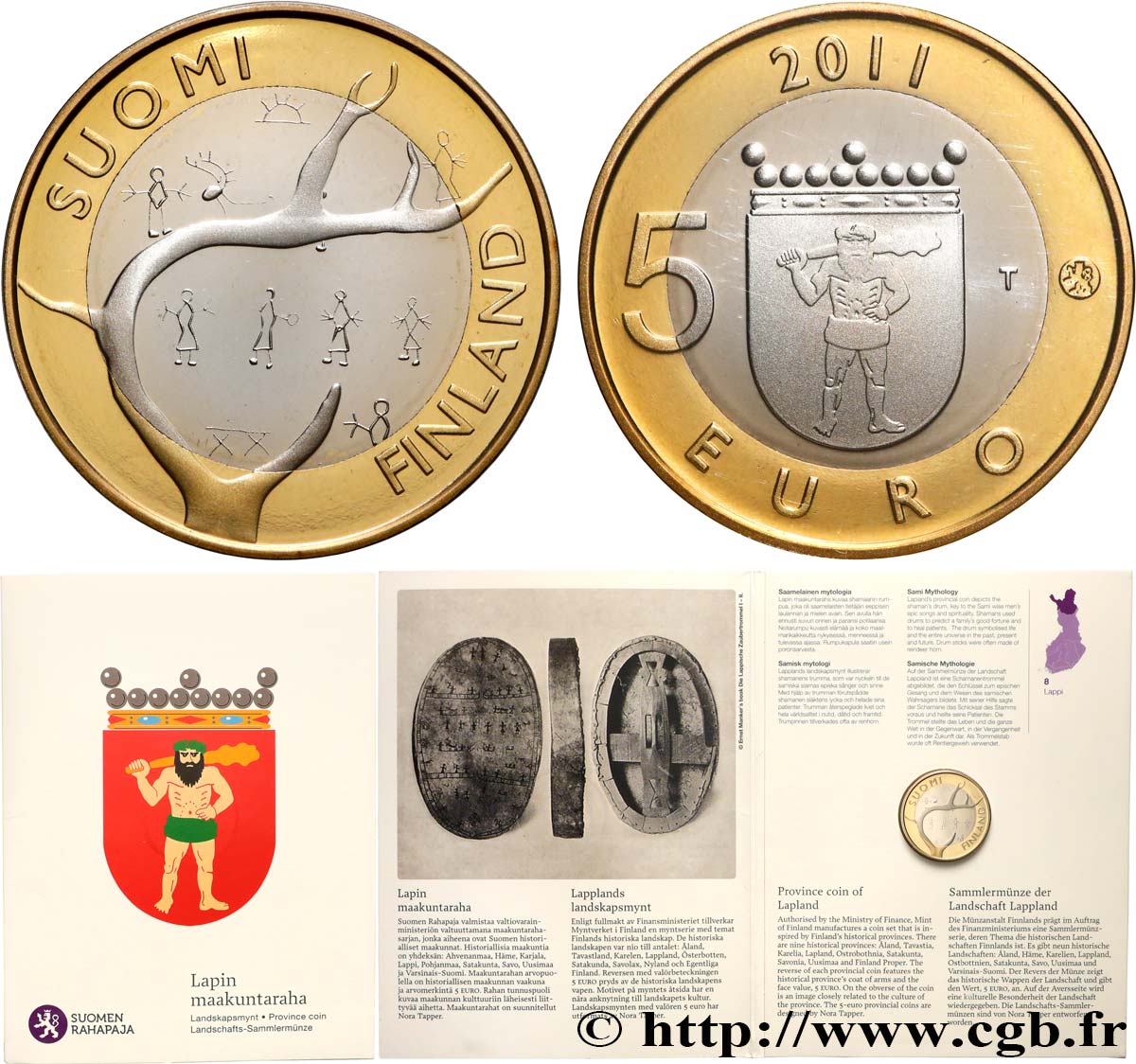 FINLANDE BELLE EPREUVE 5 Euro LAPLAND (Laponie) 2011 BE