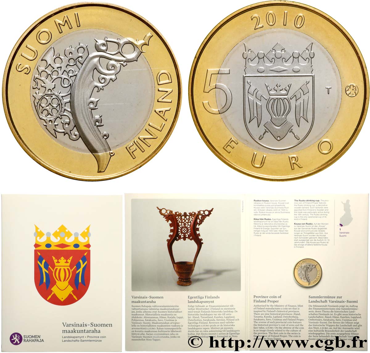 FINLANDE BELLE EPREUVE 5 Euro FINLANDE DU SUD 2010 BE