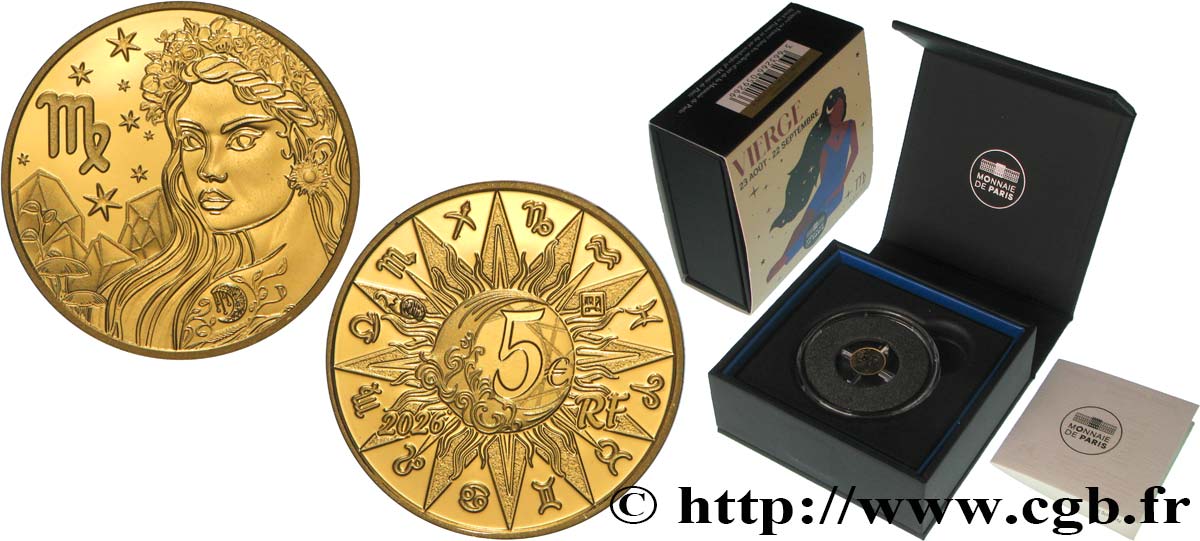 FRANCE BELLE EPREUVE 5 Euro (or) ASTROLOGIE - VIERGE 2026 BE