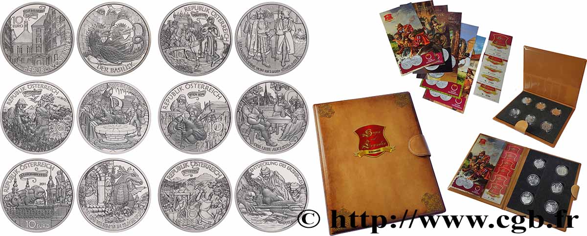 AUSTRIA BELLE EPREUVE Coffret 6 x 10 Euro FOLKLORE 2009-2011 Proof set