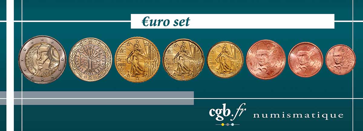 FRANCE LOT DE 8 PIÈCES EURO (1 Cent - 2 Euro Fédération) n.d. SPL