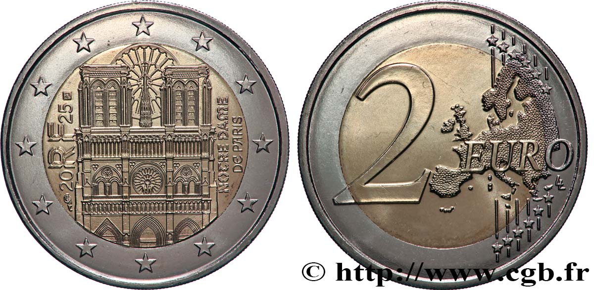 FRANCE 2 Euro NOTRE-DAME DE PARIS 2025 MS