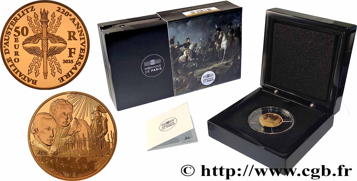 FRANKREICH BELLE EPREUVE 50 Euro (1/4 oz or) 220 ANS DE LA BATAILLE D’AUSTERLITZ 2025