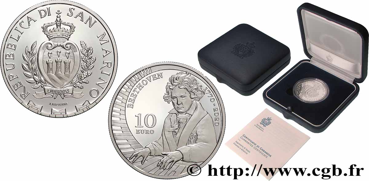 SAN MARINO Belle Epreuve 10 Euro NAISSANCE DE BEETHOVEN 2020 Proof set