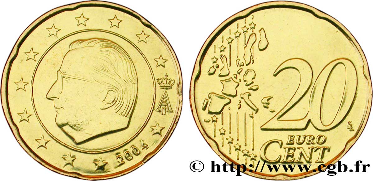 BELGIO 20 Cent ALBERT II 2004 MS63