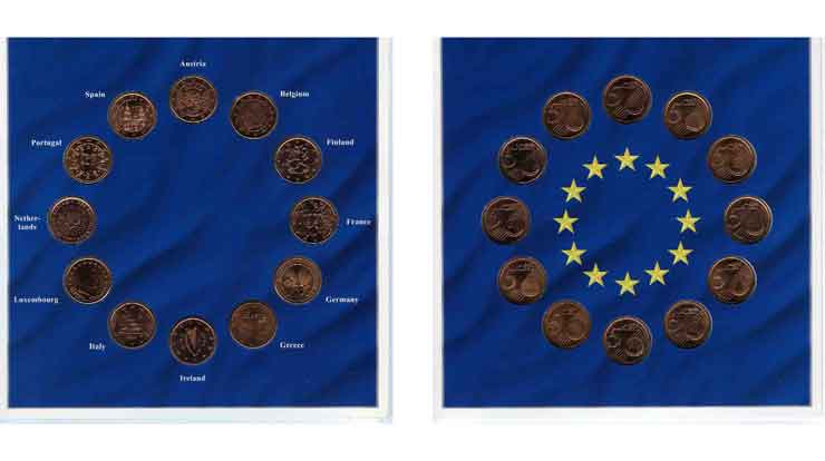 EUROPA SET Les 5 cent des 12 pays n.d. MS63