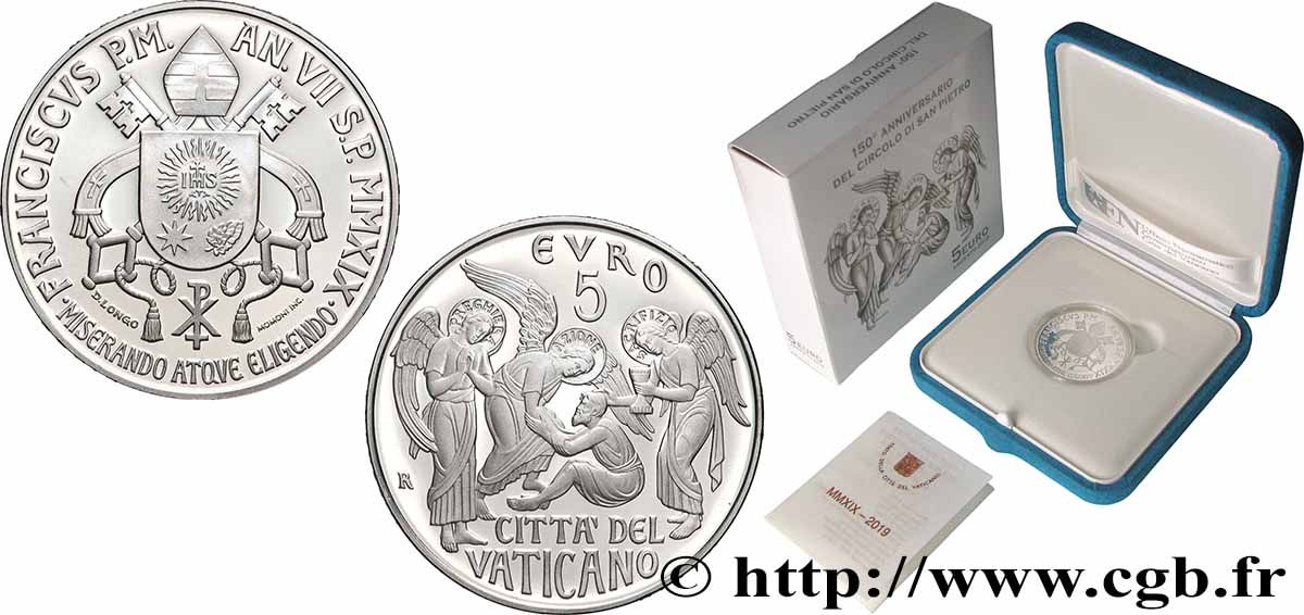 VATICAN Belle Épreuve 5 Euro FONDATION DU CIRCOLO S. PIETRO 2019 Proof set