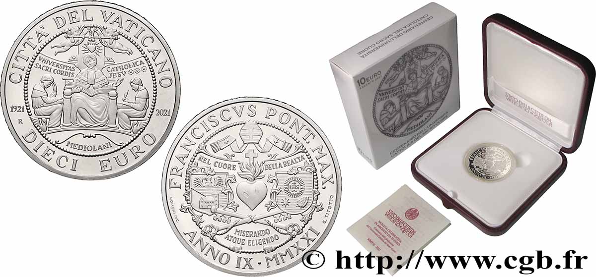VATICAN Belle Épreuve 10 Euro - UNIVERSITÉ CATHOLIQUE DU SACRÉ-COEUR 2021 Proof set