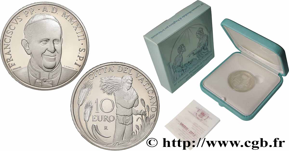 VATIKAN Belle Épreuve 10 Euro 50e Journée mondiale de la Prière pour les Vocations 2013