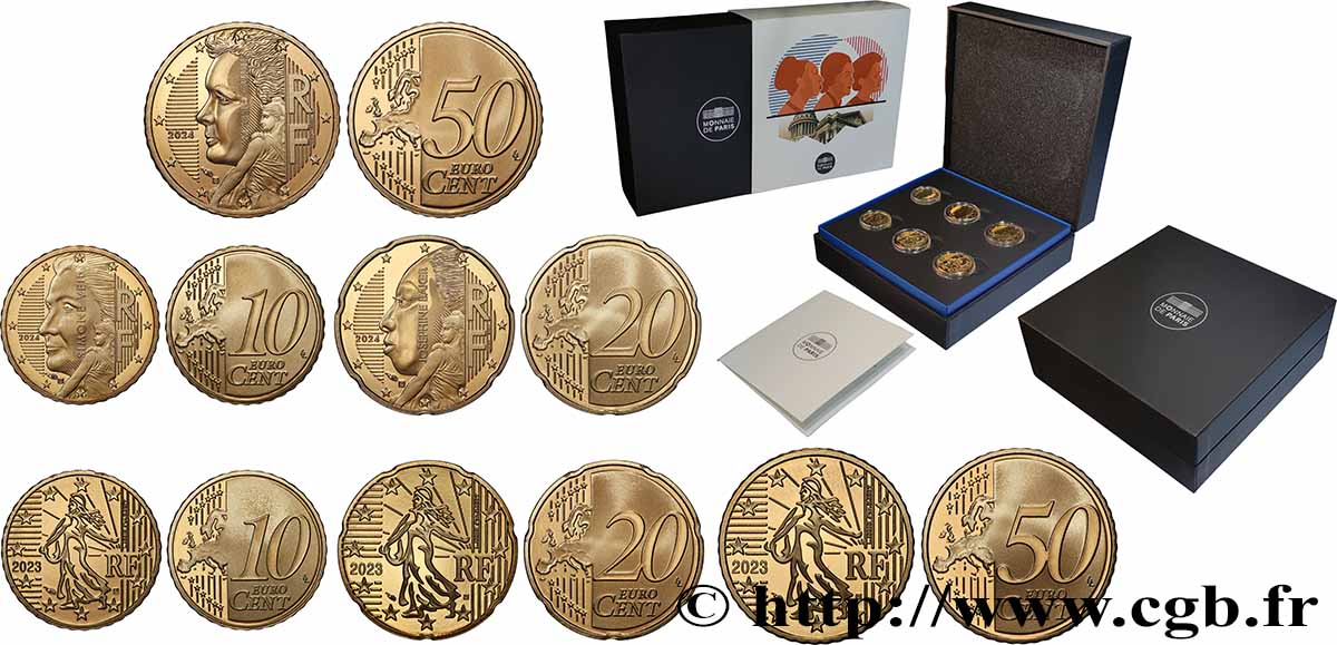 FRANKREICH COFFRET Euro BELLE ÉPREUVE - NOUVELLES FACES NATONALES - LES SEMEUSES 2023-2024