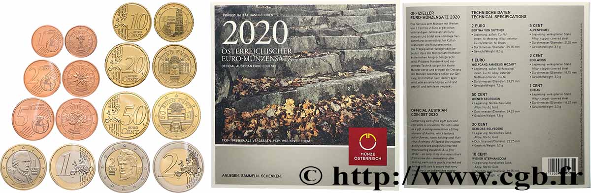 ÖSTERREICH SÉRIE Euro BRILLANT UNIVERSEL 2020