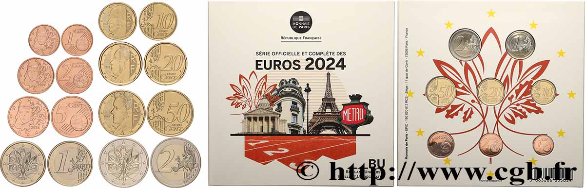 FRANCE SÉRIE Euro BRILLANT UNIVERSEL 2024 Brilliant Uncirculated