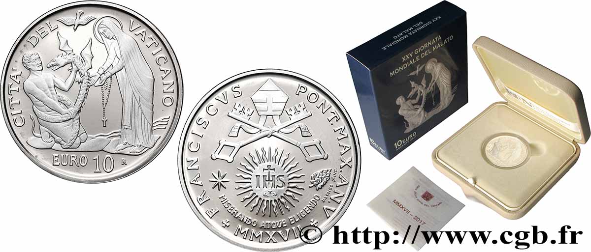 VATIKAN Belle Épreuve 10 Euro Journée mondiale du Malade 2017