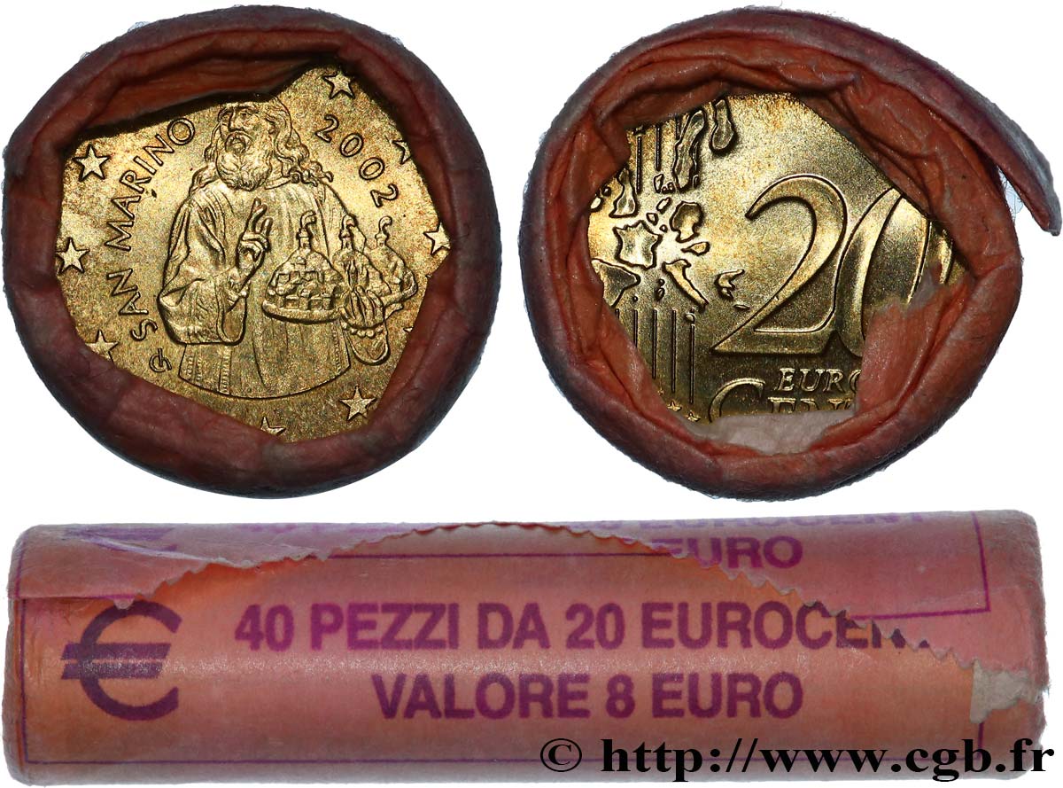 RÉPUBLIQUE DE SAINT- MARIN Rouleau 40 x 20 Cent SAINT-MARIN 2002 SPL