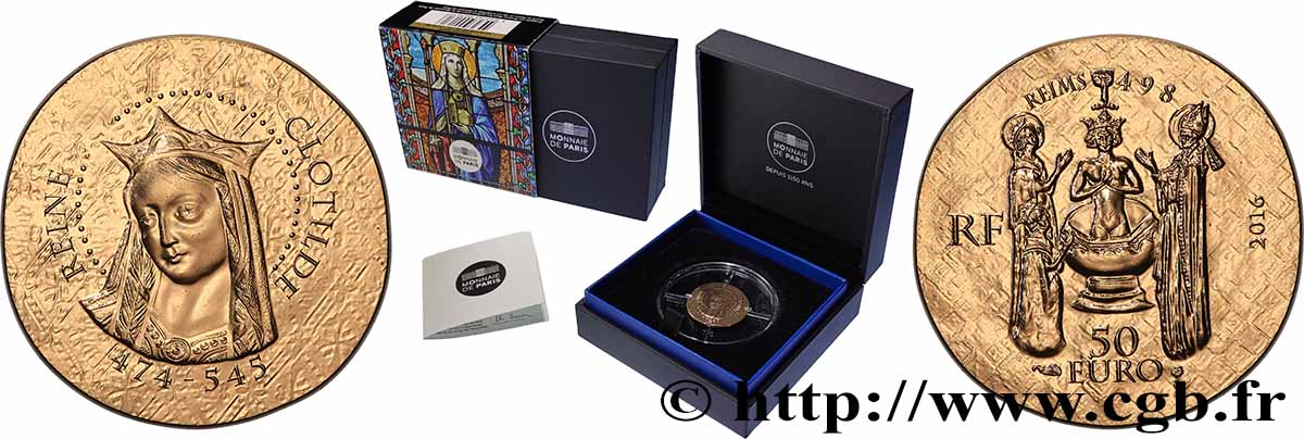FRANCE Belle Épreuve 50 Euro REINE CLOTILDE 2016 BE